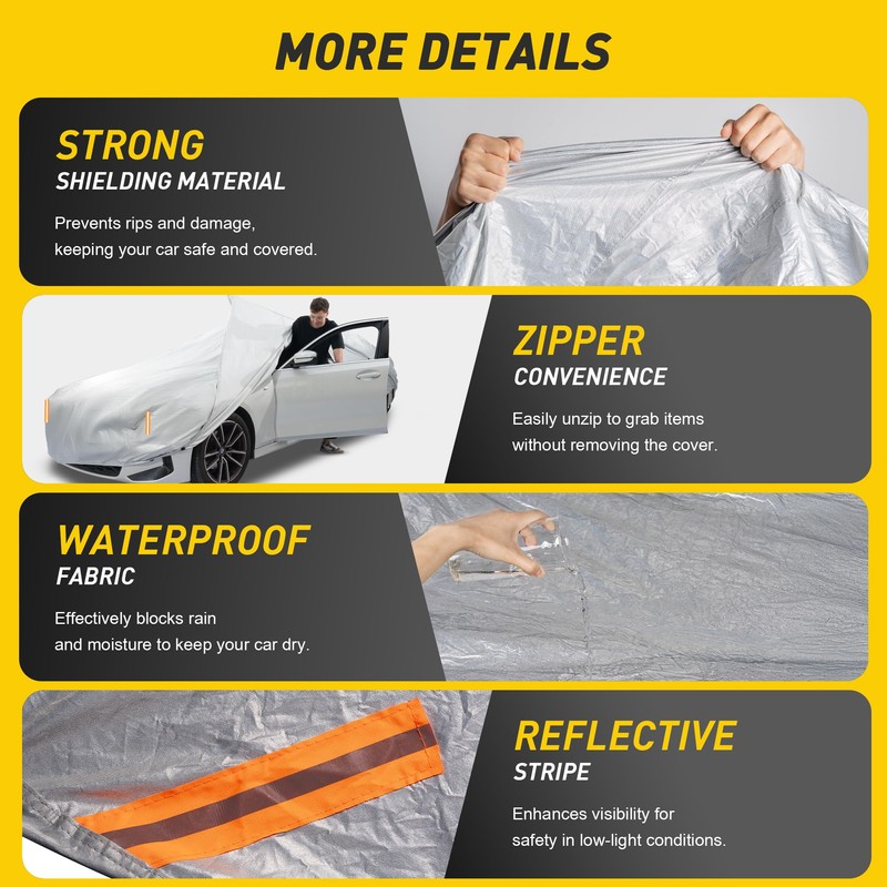 Caromop 10-Layer Waterproof Car Cover All Weather Protection (Snow, Rain,