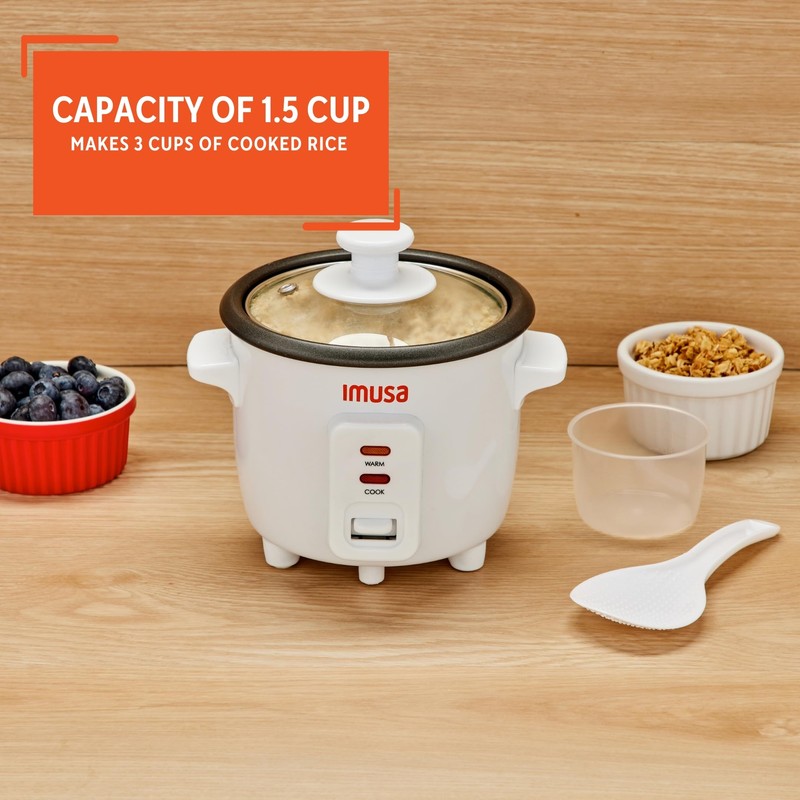IMUSA 1.5cup Electric Ceramic Rice Cooker, White