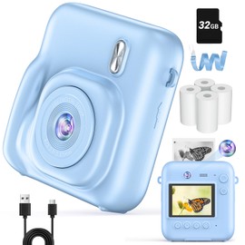 Fulealfly Children's Camera, Instant Digital Camera, Kids Camera, Children's Camera, Digital Camera, Digital Camera, Printer, 48 Megapixels, 1080P, Compact Camera, 16x Digital Zoom, Print, Gift, 1.1