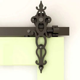 CCJH 5FT Sliding Barn Door Hardware Kit, Heavy Duty, Smoothly and Silently, Easy to Install, Fit 30" Width Single Door Panel, Flower Style Black