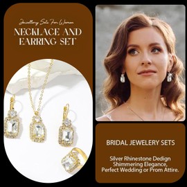 Gold Necklace and Earring Sets for Women Bachelorette Outfit for Bride Wedding Jewelry Sets for Brides Bridesmaid Jewelry Set Wedding Dress Accessories Jewelry Gifts