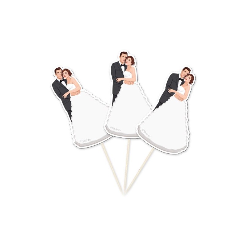 Wedding Cocktail Stick Party Picks Bride and Groom Pack of