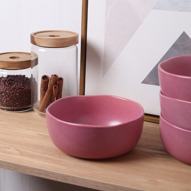 Stone Lain Stoneware Dish Set, 4 Bowls, Tom - Pink
