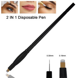 10 Disposable Microblading Pen 2-in- Blading & Shader Microblades U18 Nano and 5 Round with Ring (U18 & R5)