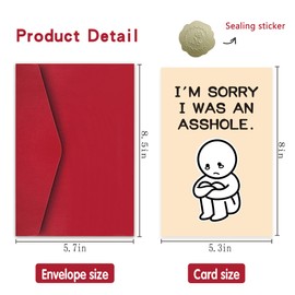 Funny Apology Cards for Her Him, I'm Sorry Card, Unique Apology Gifts for Women, Men, Friends, Forgive Me Card, Apology for Wife