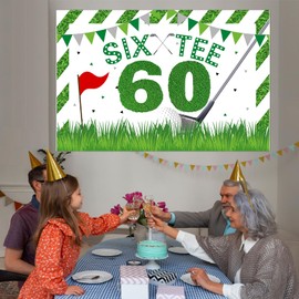 kreat4joy Golf 60th Birthday Party Decorations Men, 5 x 7 ft Six Tee Golf Party Backdrop Background Banner, Golf Themed Birthday Decor Men Woman 60 Years Old Birthday Party Decorations Outdoor Indoor