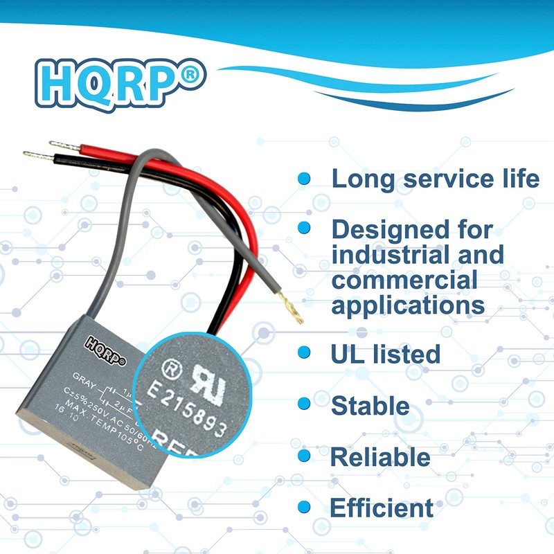 HQRP 2-Pack Ceiling Fan Capacitor CBB61 5uf+5uf+5uf 5-Wire Plus HQRP