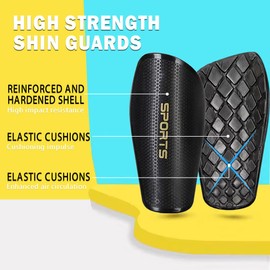 Children's Football Shin Pads, Men's Football with Non-Slip Sleeves, Durable Shin Pads, Football Provides Strong Protection, Carbon Design (XL, Black)