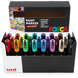 POSCA - PC-5M - Paint Marker Art Pens - 1.8-2.5mm - Desk Set of 23 Colours