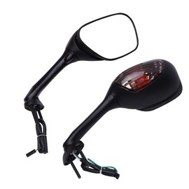 DREAMIZER Rear View Side Mirror with Turn Signal Lights Integrated Lamp for GSXR 600 750 1000 - Black,Smoke Lens
