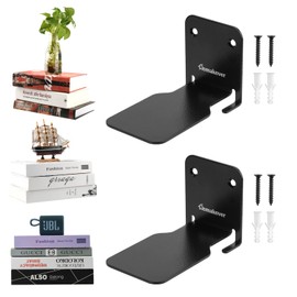 Homakover Invisible Floating Bookshelves, Heavy-Duty Book Organizers, Wall Mounted Bookshelf, Iron Storage Shelves for Bedroom, Living Room, Office (Small) (2 Pieces, Black)