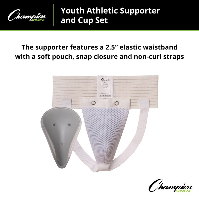 Champion Sports Intermediate Cup & Supporter (White, Medium)