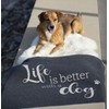 David Fussenegger Life is Better Dog Pet Blanket, Small, Anthracite,