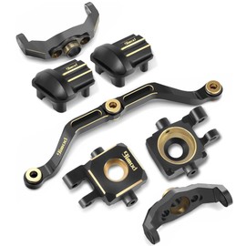 9imod Trx4m Upgrade Brass Steering Blocks Knuckle, Caster Blocks C-Hubs, Steering Link and Front Rear Axle Diff Covers for TRX4M 1/18 RC Crawler Car Upgrades Parts, 7-Piece Kit