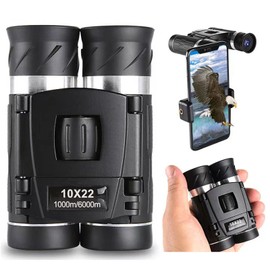 10x22High Powered Waterproof Mini Binoculars for Adults Kids with Phone Adapter Compact, Pocket Binoculars for Bird Watching, Hunting, Concerts, Opera,Theater, Travel, Sightseeing,Outdoor Adventures