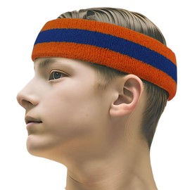 COUVER Diadema deportiva de rizo de 2 colores (1 pieza), azul/naranja oscuro