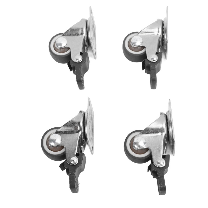 4Pcs Small Caster Wheels 1in Diameter Steel Rubber Rotating Locking