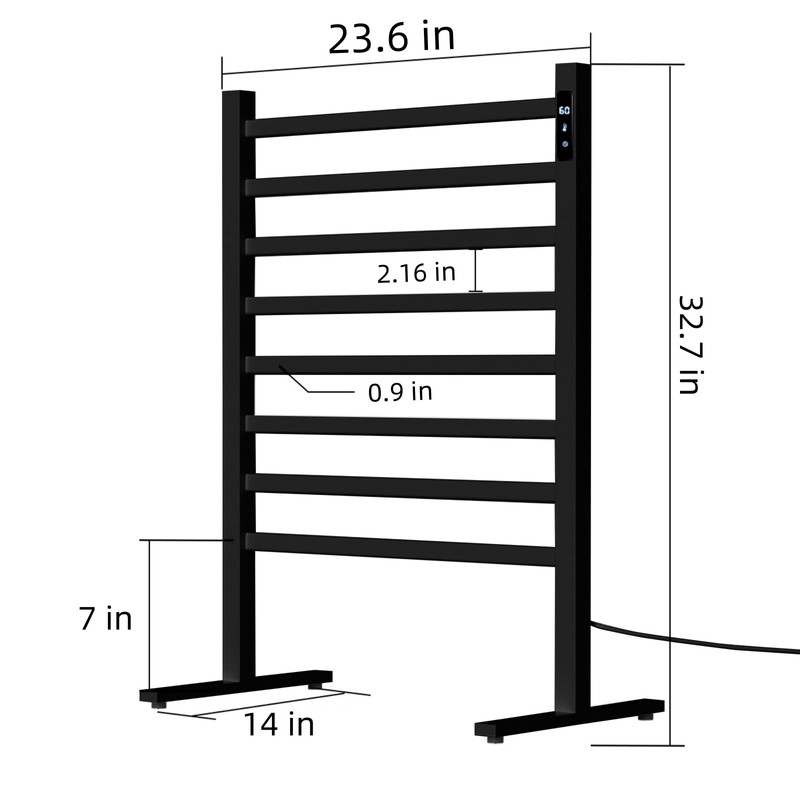Freestanding Towel Warmer,Aluminum Electric Heated Towel Rack with Timer, LED
