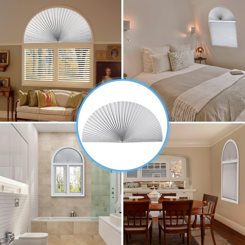 Arch Window Light Fully Blocking Pleated Shade Blinds for semi-Circle
