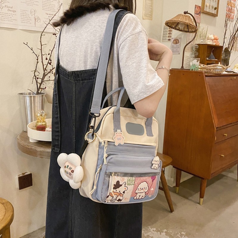 Cute Backpack with Accessories Dual Purpose Backpack Shoulder Bag Large