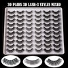 30Pair 3D False Eyelash Fashionable Elegant Comfortable Multi Layer Dense