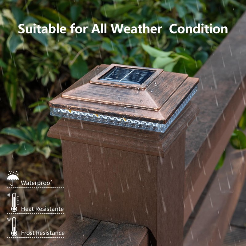 Solar Post Cap Lights,Outdoor Deck Fence Post Lights,Powerful Lithium Battery