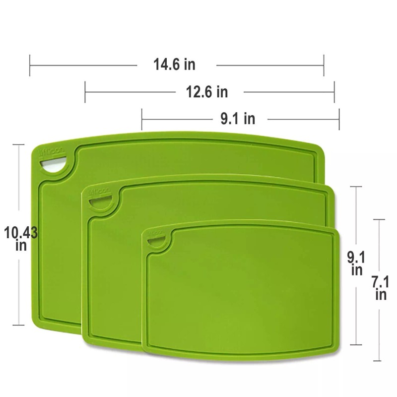 liflicon Silicone Thick Cutting Boards Mats Set of 3 Foldable
