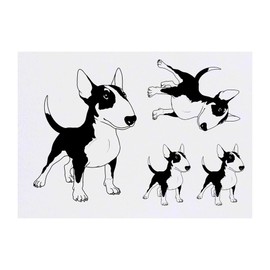 4 x 'Standing Bull Terrier Dog' Temporary Tattoos - Water Resistant, Skin-Safe, Non-Toxic Transfers, Mixed Sizes (TO00084894)