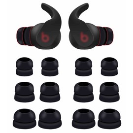 6 Pairs Double Flange Compatible with Beats Fit Pro Ear Tips Buds, S/M/L 3 Size Replacement Noise Reduce Silicone Wing Eartips Earbuds Earplug Fit in Case for Beat Fit Pro - Black