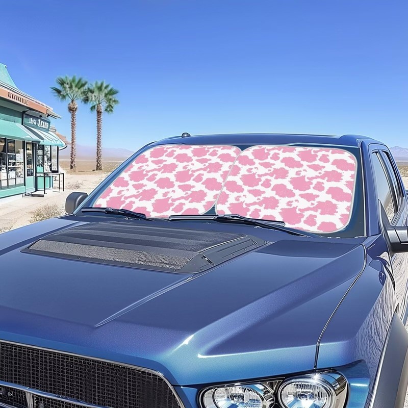 DBBXHZJY Pink Cow Print Sun Shade for Windshield Foldable Front