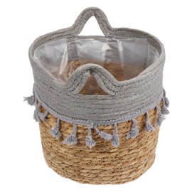Ciieeo Hand Woven Grass Rattan Flower Basket Thin Weave Storage Basket Handle Multi-functional