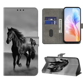VODEFOX Case for LG G7 ThinQ/LG G7, PU Leather Wallet Case for LG G7 ThinQ/LG G7 6.1", Cute 3D Cartoon Design Card Slot Magnetic Closure Stand Protective Cover for Women- Dark Horse