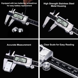 Kynup Digital Caliper, Caliper Measuring Tool, Micrometer Dial Vernier Caliper Digital, Full Turn Off, Stainless Steel, Switch from Inch Metric Fraction, Black(6Inch/150MM)