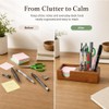 RiLiKar Wood Pencil Holder Pen Display Stand 3x3 Inch Sticky