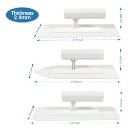 Nichiyo Plastic Trowel Kit 3 Piece Round&Square&Tipped End Finishing Trowels Lightweight Plastic Finishing Trowel Suitable for Scrape and Plastering Walls(D2209TZ-1)