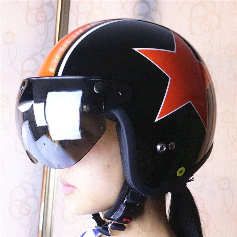 Universal 3 Snap Retro Helmet Visor Windproof Sun Shield Half