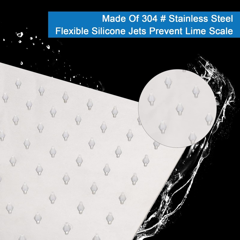 HarJue Shower Head with Extension Arm, High Pressure Square with