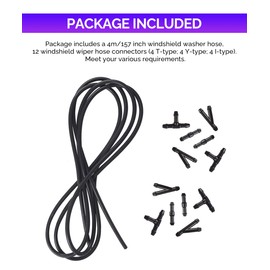 Flaconi 10 ft automotive hose, hose repair kit, windscreen washer hose with 15 pieces hose connectors, can be used in most vehicles in the windscreen washer system