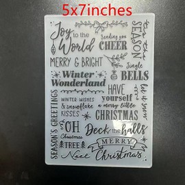 DIYology Christmas Sentiment Background Embossing Folders for Card Making, Xmas Blessing Phrases Background Texture Embossing Folder Template for DIY Paper Crafts Scrapbooking Polymer Clay Decoration