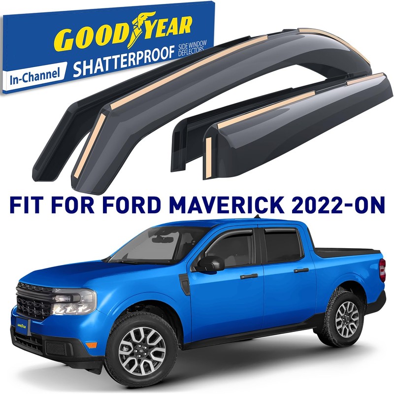 Goodyear Shatterproof in-Channel Window Deflectors for Ford Maverick 2022-2026, Rain