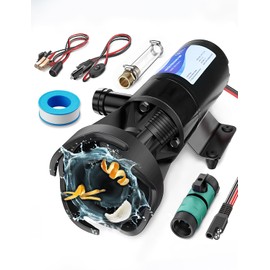 BELZAR RV Macerator Pump 12V 12 GPM Lift 10FT Suction 3.2FT 43.5PSI, Portable Waste Water Pump, Quick Release Sewage Manual Crushing Function for RV Yacht Bathroom Kitchen Univeral Use