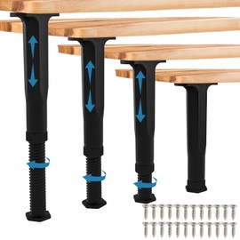 Ranjaner 4PCS Bed Frame Support Legs Adjustable Height (7.87"-14.57"), Bed Slat Support Leg, Bed Frame Center Support Furniture Leg Replacement Kit for Frame Center Slats