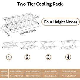 Velorique Collapsible Cooling Rack, Adjustable Stainless Steel Drying Rack (2 Tier)