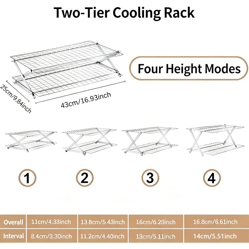 Velorique Collapsible Cooling Rack, Adjustable Stainless Steel Drying Rack (2
