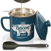 Bacon Grease Container With Strainer, 46OZ Large Enamel Grease Container,
