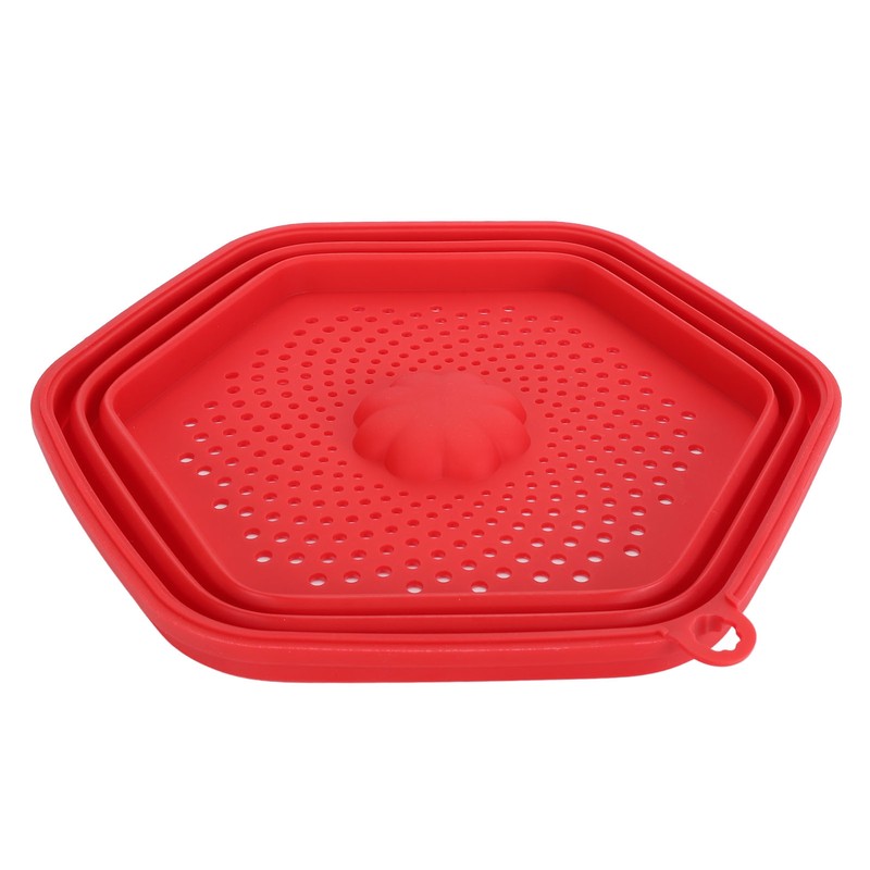 Red Silicone Microwave Splatter Cover with Handle Collapsible Microwave Food