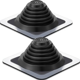 Yaocom 2 Pcs #3 Metal Roof Vent Boot Chimney Flashing Roof Jack Pipe Vent for Pipe Diameters 1/4-5-3/4 Sleeve Square Base Epdm Stove