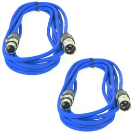 Paccs 2 x 5 m Microphone Cable Blue XLR Male to XLR Female - Balanced Audio Cable DMX OFC Copper