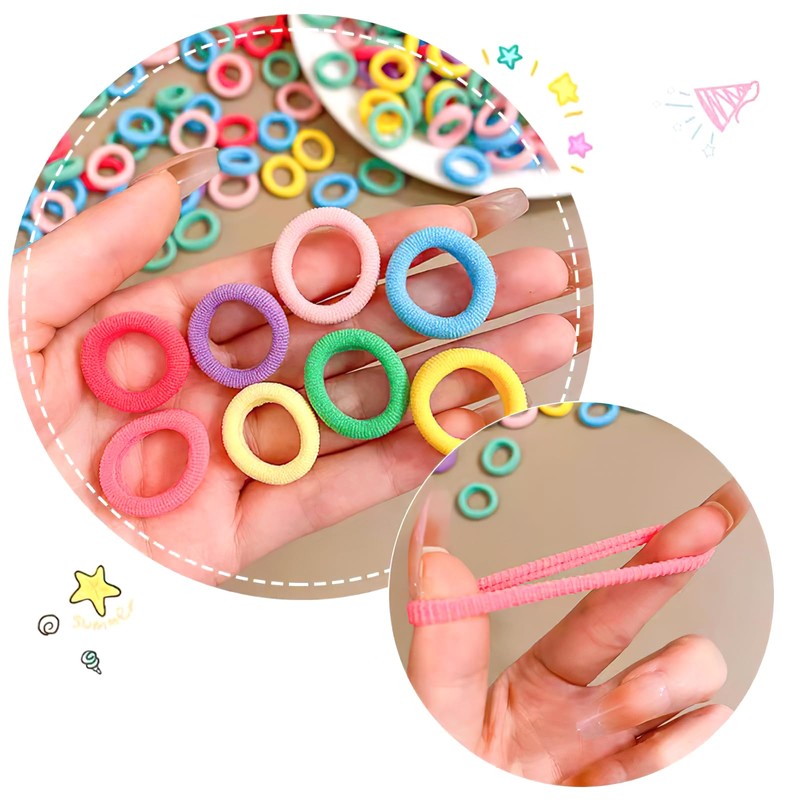 100 Stück Haargummis Mädchen, Bunt Elastisch Haargummis, Kleine Haargummis Bunt,