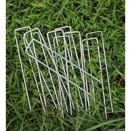 Sweecomb 6 Inches Galvanized Garden Staples, Metal Tent StakeHeavy Duty U-Shaped Pins and Landscaping Staples for Sod Anchoring Landscape Fabric Irrigation Tubing (100, Silver)